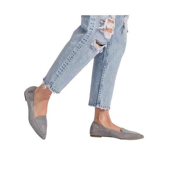 Hush Puppies Hazel Pointe Frost Gray Suede Pointed Slip On Flat Loafers Size 7M - Picture 1 of 9